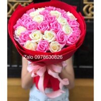 Hoa sáp thơm 30 bông kem & hồng phấn. Ib chọn màu.