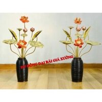 Hoa sen 2 bó đồng vàng điểm đỏ 10 bông k kèm lọ combo 2 bó