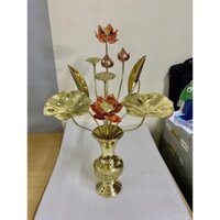 Hoa sen đồng combo 1 lọ hoa bằng đồng cao 30cm + 1 bó hoa sen vàng 70cm. - Đại Bái 555