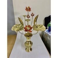 Hoa sen đồng vàng pha đỏ 10 bông, bó hoa sen bằng đồng nguyên chất ( không kèm lọ) - Đồ Đồng Đại Bái Giá Xưởng