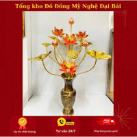 Hoa sen đồng vàng pha đồng đỏ bó 5-10 bông -15bông + bình cao 25cm