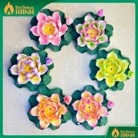 Hoa Sen Sứ Kèm Nụ 11cm Thả Bát Thả Hoa - Đế Sen Gốm Sứ Cắm Nhang