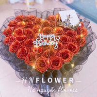 [Hoa sinh nhật- quà 14/2]_ Bó hoa hồng nhũ 40 bông kết hợp lưới siêu sang tặng kèm đèn nháy và full toping