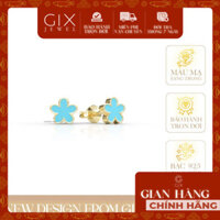 Hoa tai bạc 925 Gix Jewel mạ vàng hồng đính đá Moissanite hoa xanh ngọc SPGBT84