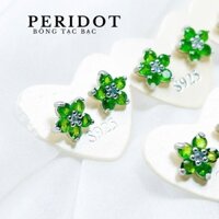 Hoa tai đính đá diopside hình hoa siêu đẹp 5A Đẹp
