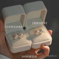 Hoa tai đính ngọc trai cùng mẫu fever Hàn Quốc 999 bạc Sterling nữ cao cấp Shijia nhẹ sang trọng tròn cổ điển hoa tai