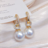 Hoa tai mặt dây chuyền ngọc trai lớn Hoa tai ngọc trai thiết kế thích hợp hoa tai phong cách kỳ nghỉ cao cấp sang trọng nhẹ nhàng