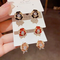 Hoa tai nữ, bông tai thiết kế hoa hồng nhuỵ đá viền lấp lánh, cao cấp, đi tiệc nổi bật - Phukienhana
