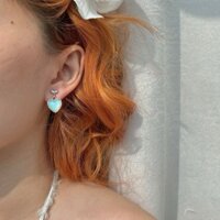 Hoa tai trái tim xanh ngọc đổi màu holo E181 Choker Club