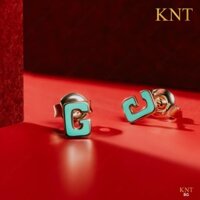 Hoa tai vàng  10k “Sea LA Vie”  tráng men - Bộ chữ cá nhân hóa theo tên Đính đá cao cấp CZ kèm chốt vàng [Kim Ngọc Thủy]