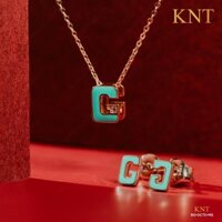 Hoa tai vàng  10k “Sea LA Vie”  tráng men - Bộ chữ cá nhân hóa theo tên Đính đá cao cấp CZ kèm chốt vàng [Kim Ngọc Thủy]