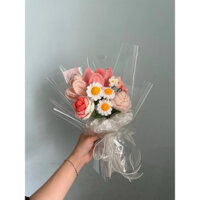 hoa thủ công làm từ len milk cotton, hoa hướng dương, hoa hồng , hoa tulip,... (chọn mẫu hoặc ib riêng cho shop)
