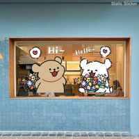 Hoa-thugging Dòng Chó Con Dán Tĩnh Điện Hoạt Hình Quần Áo Món Tráng Miệng Cửa Sổ Dán Cửa Kính Trang Trí Cửa Chống Va Chạm Miếng Dán