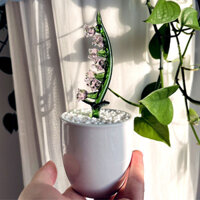 Hoa Thủy Tinh Trang Trí Nhỏ Trong Chậu Thủ Công, Hạt Đậu Pha Lê Sơn Đông Thủ Công Để Bàn Văn Phòng