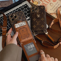 Họa Tiết Da Sang Trọng lv Đựng Thẻ Ốp Lưng Điện Thoại iPhone 16 15 14 13 12 11 pro max Diagonal 15plus Ví Đựng Tiền Xu