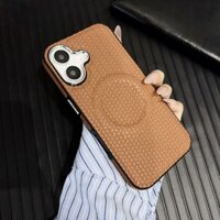 Họa Tiết Dệt Từ Ốp lưng iPhone 16 15 14 Plus 13 12 11 Pro Max Kim Loại Cao Cấp Bảo Vệ Camera Ốp Lưng Cứng