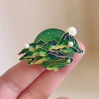 [Họa tiết giọt nước trái tim tình yêu] Ngôn ngữ xanh phong cách Trung Quốc với Trâm cài Heshan tốt Thời trang cao cấp Áo khoác Cardigan sang trọng tinh tế20250302