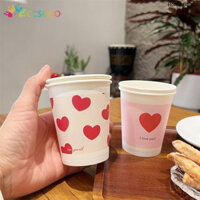 Họa Tiết Tình Yêu Cốc Giấy Dùng Một Lần Thẩm Mỹ Viện Thương Mại Dày Cốc Trà Lớn Siêu Dày Cấp Thực Phẩm Cốc Giấy
