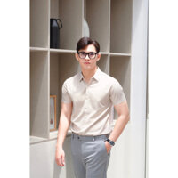 HỎA TỐC ( 𝐌𝐀𝐙𝐙𝐎𝐋𝐀 𝐒𝐇𝐎𝐏 ) Áo Sơ Mi Nam Tay Ngắn Màu Kem