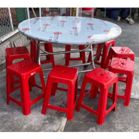 [Hoả tốc 1h] Bộ bàn ghế inox + 10 Ghế nhựa Duy Tân cao cấp