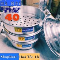 [Hoả Tốc 1h] Xửng hấp 40 cm 3 tầng size 40 nhôm Mạnh Hùng hấp bánh bao hải sản thực phẩm chính hãng