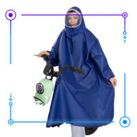 "Hoả Tốc 2h" Áo mưa BÍT vải dây dù da cá kèm lưỡi trai, khẩu trang chống bụi chắn mưa trong suốt