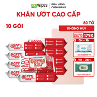 HỎA TỐC 2H_Thùng 10 gói khăn ướt trẻ em Happy Tết phiên bản Premium giới hạn gói 80 tờ không mùi