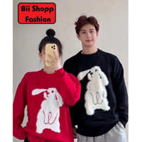 [Hỏa Tốc] Áo Sweater Noel Đôi Thỏ , Áo Cổ Tròn cho các cặp đôi mùa noel From Rộng Phong Cách.