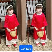 [HỎA TỐC] Bộ áo dài tết cho bé gái mẫu gấm xinh xắn diện tết năm mới từ 12-40kg hàng thiết kế cao cấp (kèm băng đô)