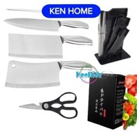 [HỎA TỐC] Bộ dao kéo nhà bếp cao cấp inox 6 món chống rỉ siêu bén KEN HOME