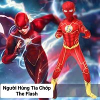 (Hỏa tốc) Bộ đồ Bodysuit hoá trang Người Hùng Tia Chớp bằng vải thun co giãn tốt dành cho trẻ em và người lớn
