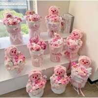 [HỎA TỐC] Bó hoa gấu bông xinh xắn quà tặng dành cho bạn nữ, kèm túi, thiệp và đèn