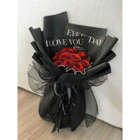 [HOẢ TỐC ] Bó hoa nhũ kim tuyến FULL ĐEN phối viền voan ngọc làn quà tặng sinh nhật, 8/3, 20/10, 20/11