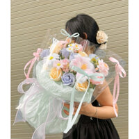 Hoả tốc Bó hoa sáp mix giấy nhăn túi trong suốt vibe Hàn Quốc Quà tặng 8/3