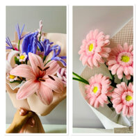 [HOẢ TỐC] Bó Hoa tone hồng  Quà tặng Dễ Thương Sản phẩm từ kẽm nhung làm thủ công