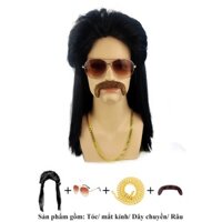 (Hỏa Tốc) Bộ tóc Hippie punk Tóc giả Cá Đối kiểu Châu Âu và Mỹ thập niên 60 cho nam disco rock ngộ nghĩnh và hài hước