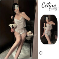 [Hoả tốc-Che tên] Bộ Đồ Ngủ 2 Dây Voan Xuyên Thấu Hoạ Tiết Lông Vũ Quảng Châu