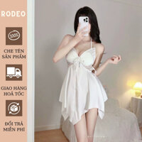 [Hoả tốc + Che tên] Váy ngủ 2 dây sexy chất liệu vải lụa cao cấp hoạ tiết cánh bướm Đầm thức gợi cảm quyến rũ RODEO 017