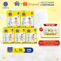 [HỎA TỐC] Combo 5 Tã quần UniDry Siêu khô thoáng gói Super Jumbo mới size M76/L68/XL60/XXL54 + 8 miếng