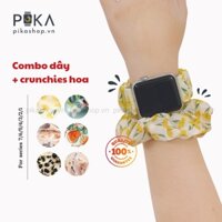 [HỎA TỐC] Combo crunchies + dây đeo vải Ap.ple Watch họa tiết hoa Series 7/6/5/4/3/2/1Đủ Size 38/40/42/44mm