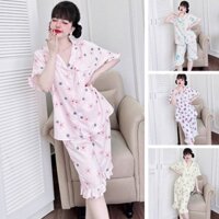 HỎA TỐC Đồ Bộ Nữ Pijama Bigsize Quần Lửng Tay Ngắn Họa Tiết Dễ Thương Từ 50-100kg Mặc Nhà, Mặc Ngủ Thoải Mái