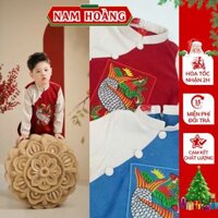 [Hỏa tốc giao 2h] Áo dài bé trai chất nhung tăm thêu họa tiết dễ thương - Áo Dài Nam Hoàng