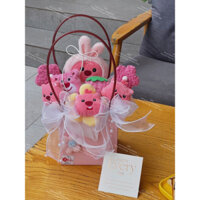 [Hoả Tốc]  Giỏ hoa Gấu Bông tông màu Pink.Quà tặng thiếu nhi,tặng bạn gái, Tặng sinh nhật.