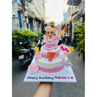 [Hoả tốc HCM] Bánh kem/bánh sinh nhật 2 tầng bé gái (có size mini)