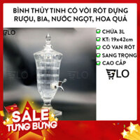 [Hỏa Tốc HCM] Bình Thủy Tinh 3L Có Vòi, Đựng Rượu, Tháp Bia, Nước Ngọt, Cocktail, Hoa Quả, Trang Trí