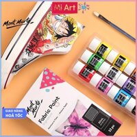 [Hỏa Tốc HCM] Bộ 12 Màu Vẽ Vải Fabric Paint Mont Marte x 20ml - PMHS0076