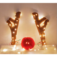 [HỎA TỐC HCM] Cặp Sừng Tuần Lộc Và Mũi Đỏ Trang Trí Xe Hơi cài cửa kính- Sừng Hươu Trang Trí Xe Hơi