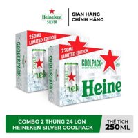 HỎA TỐC HCM - Combo 2 Thùng 24 lon bia Heineken Silver Coolpack 250ml/lon