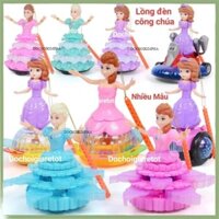 (Hỏa Tốc HCM) Đồ chơi lồng đèn búp bê Elsa xanh xoay xòe váy, Sofia màu tím cực cute có nhạc đèn vui nhộn cho bé