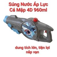[Hỏa tốc HCM] Đồ chơi súng nước áp lực cá mập 4D, đồ chơi hồ bơi bãi biển 50CM 960ml Dochoigiaretot súng nước đồ chơi